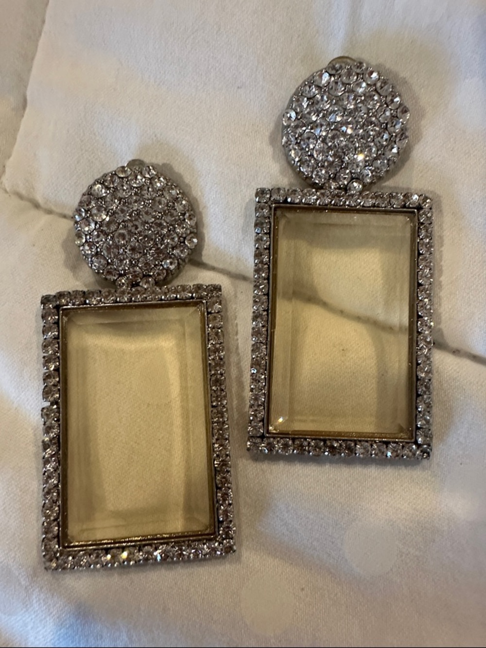 Zara Clear Crystal Rectangular Drop Earrings with Pave Tops